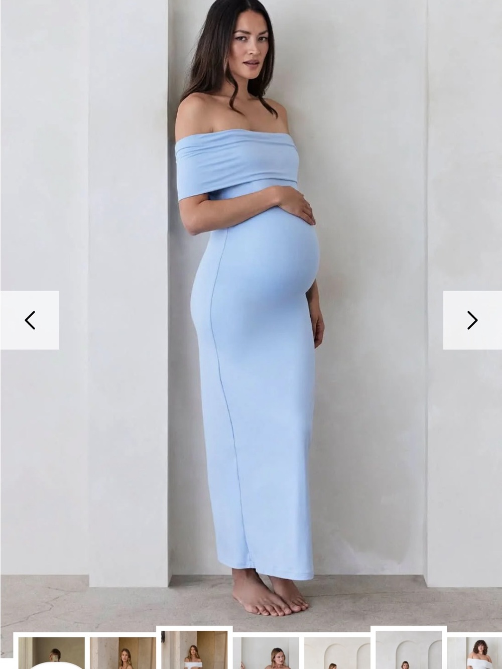 Bumpsuit NWT Maternity off the shoulder Maxi Dress in Light Blue
